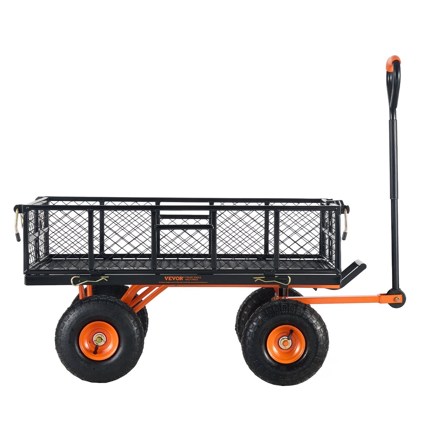 VEVOR Dump Cart, Metal Garden Dump Cart With Easy To Assemble Frame, Dump Wagon With 2-in-1 Convertible Handle, Utility Wheelbarrow 400 Lbs Capacity, 10 Inch Tires - Lawnbeast
