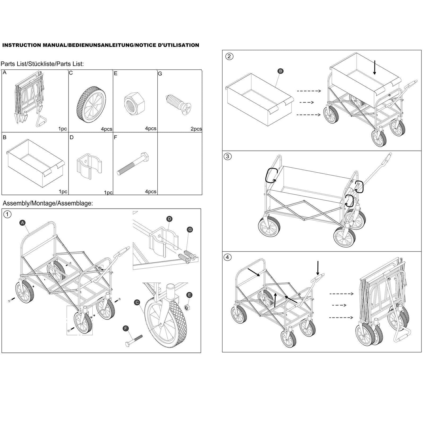 Folding Wagon Garden Shopping Cart - Lawnbeast