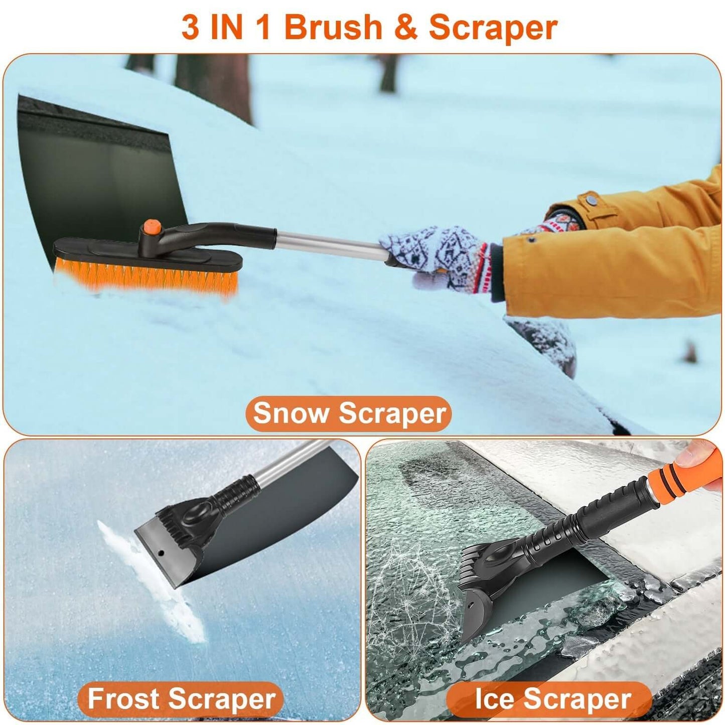 3-in-1 Windshield Ice Scraper & Snow Shovel - Lawnbeast
