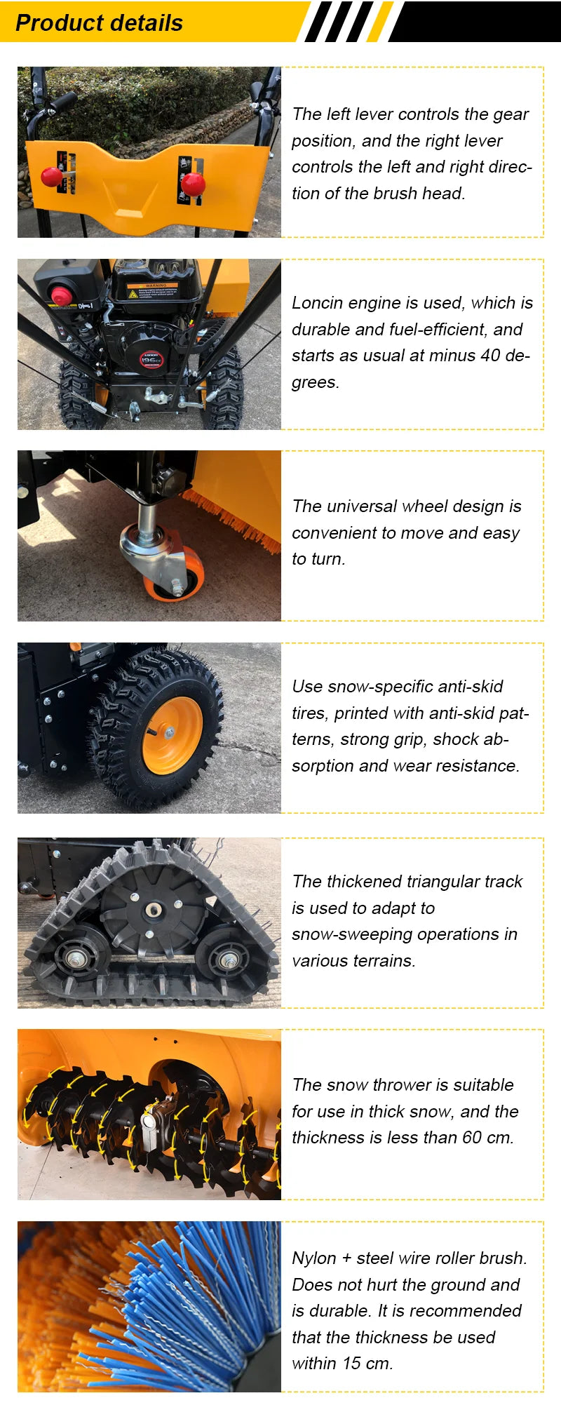 Snow Removal Machine Cleaner Road Sweeper Snowblower Cleaner Snow Removal Equipment Snow Plow Sweeper