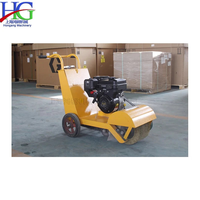 Small hand push wire brush rotary grinding road sweeper cement floating slurry/mud/floating soil varnish machine