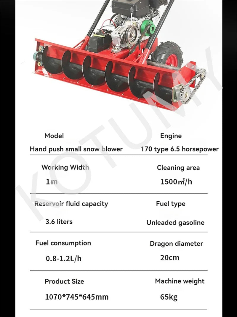 Household Multi-functional Snow Thrower Gasoline&Diesel Oil Snow Clearing Car Hand Push Snow Removal Machine
