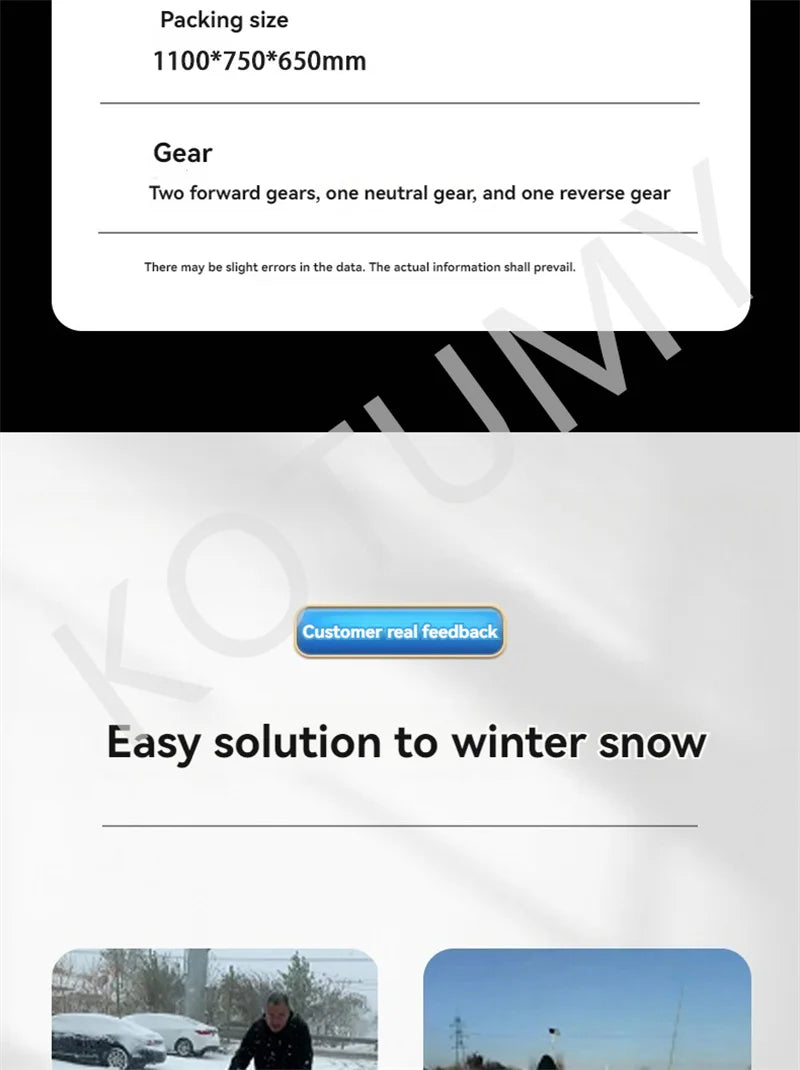 Household Multi-functional Snow Thrower Gasoline&Diesel Oil Snow Clearing Car Hand Push Snow Removal Machine