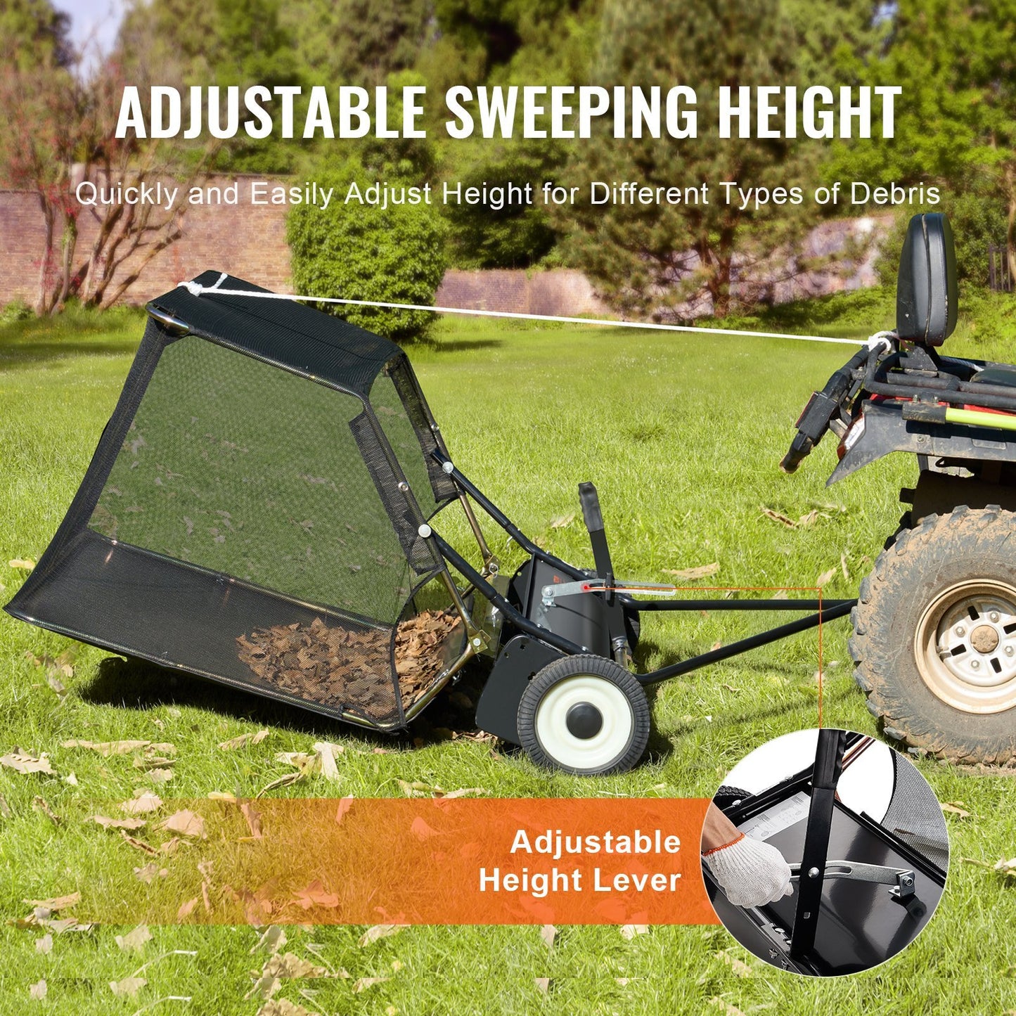 VEVOR Tow-Behind Lawn Sweeper 52-inch - Lawnbeast
