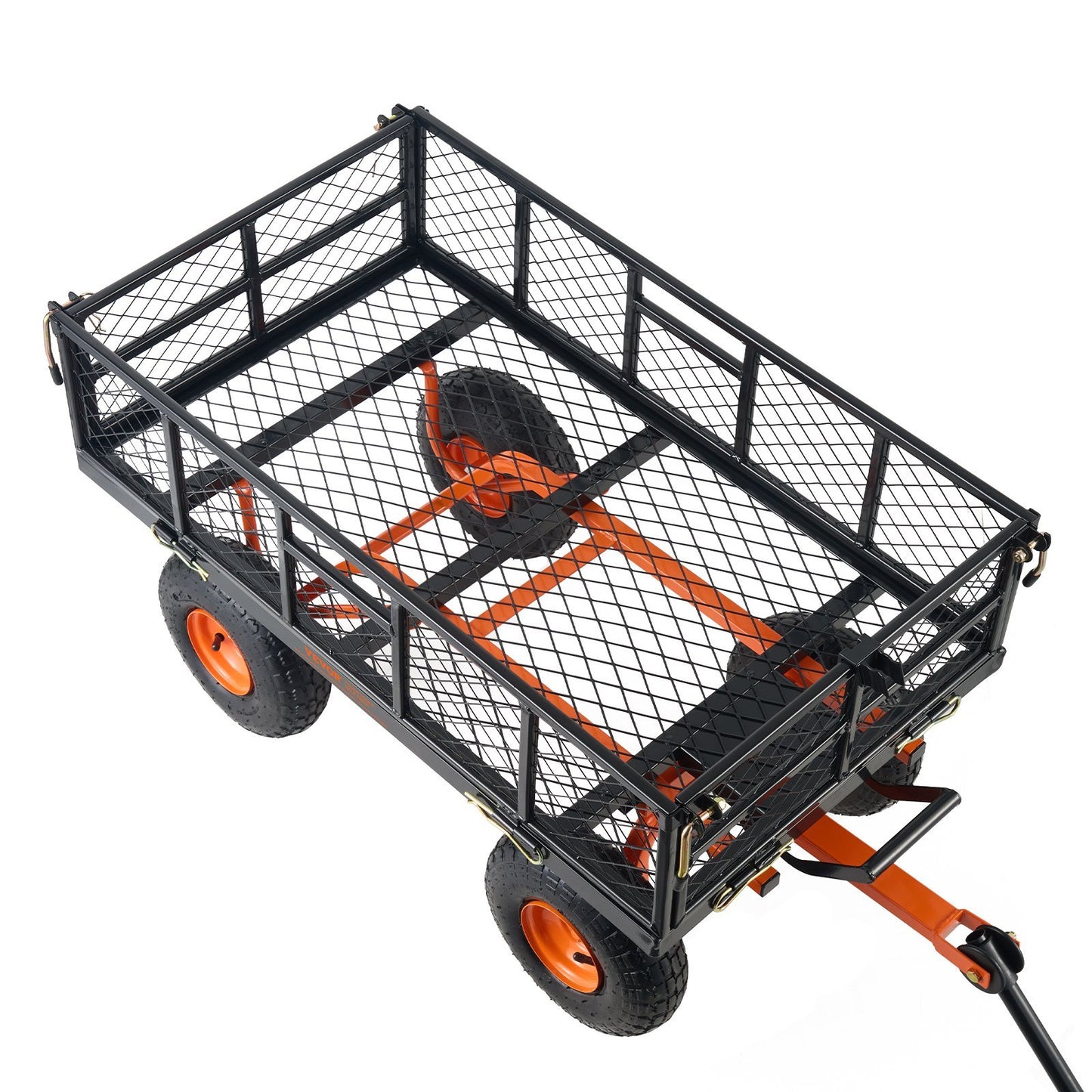 VEVOR Dump Cart, Metal Garden Dump Cart With Easy To Assemble Frame, Dump Wagon With 2-in-1 Convertible Handle, Utility Wheelbarrow 400 Lbs Capacity, 10 Inch Tires - Lawnbeast