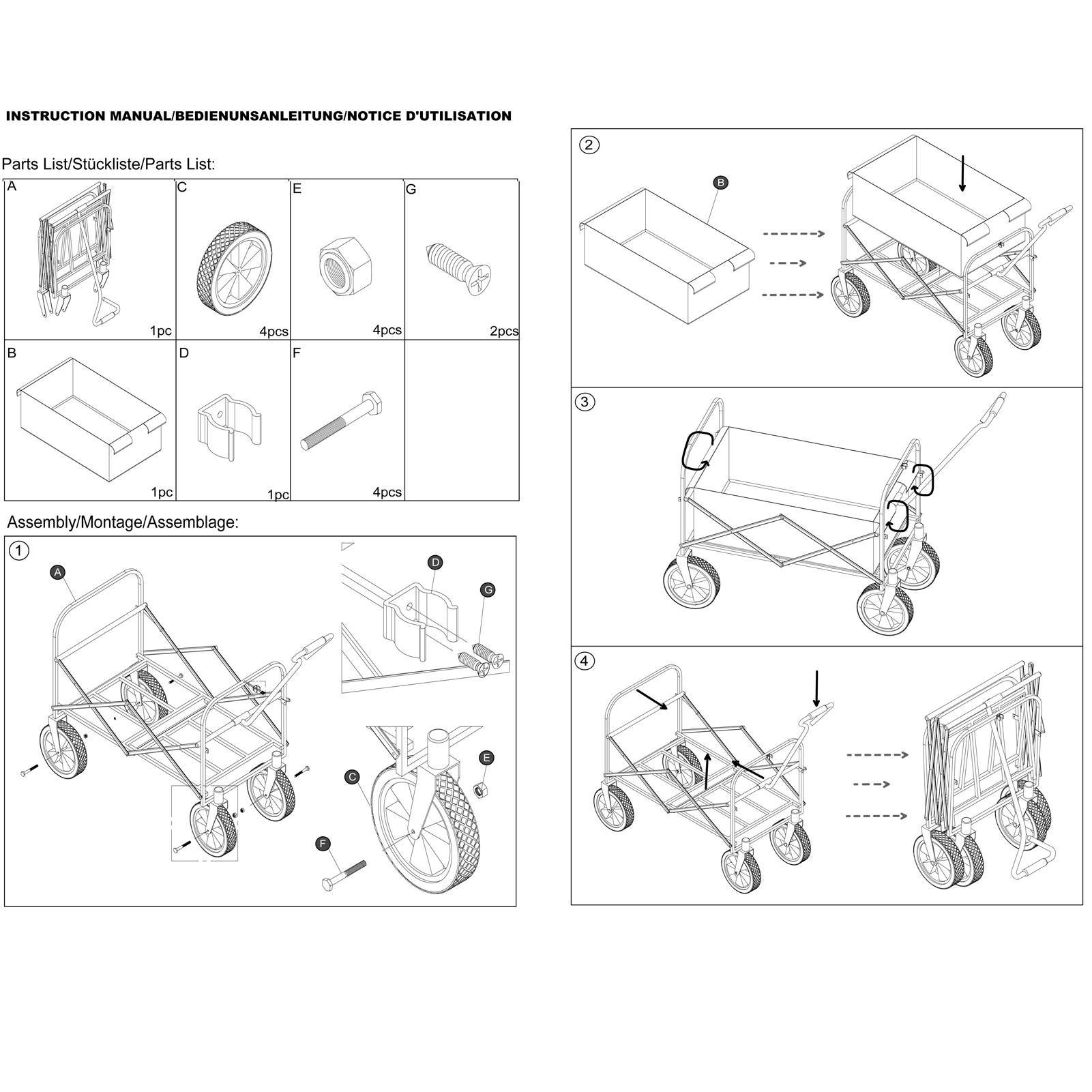 Folding Wagon Garden Shopping Cart - Lawnbeast