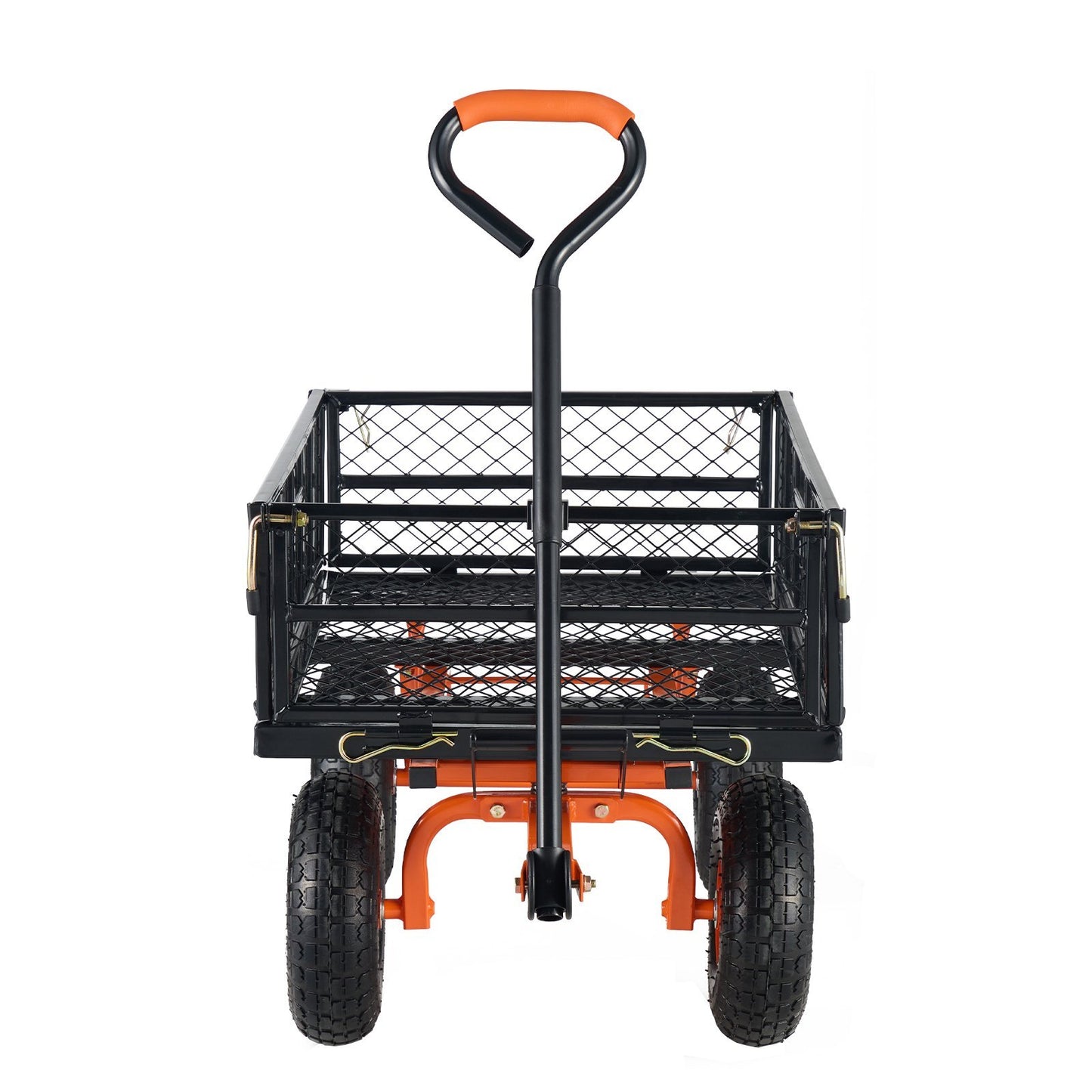 VEVOR Dump Cart, Metal Garden Dump Cart With Easy To Assemble Frame, Dump Wagon With 2-in-1 Convertible Handle, Utility Wheelbarrow 400 Lbs Capacity, 10 Inch Tires - Lawnbeast