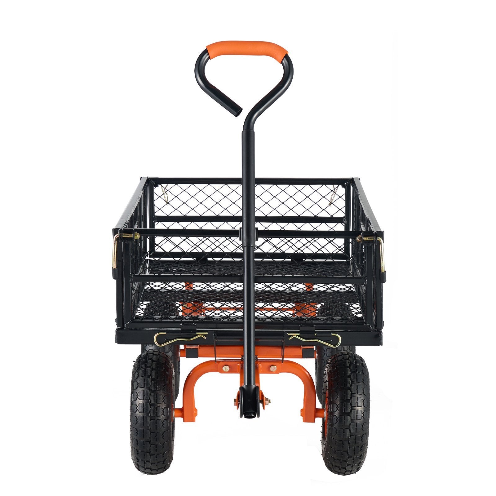 VEVOR Dump Cart, Metal Garden Dump Cart With Easy To Assemble Frame, Dump Wagon With 2-in-1 Convertible Handle, Utility Wheelbarrow 400 Lbs Capacity, 10 Inch Tires - Lawnbeast