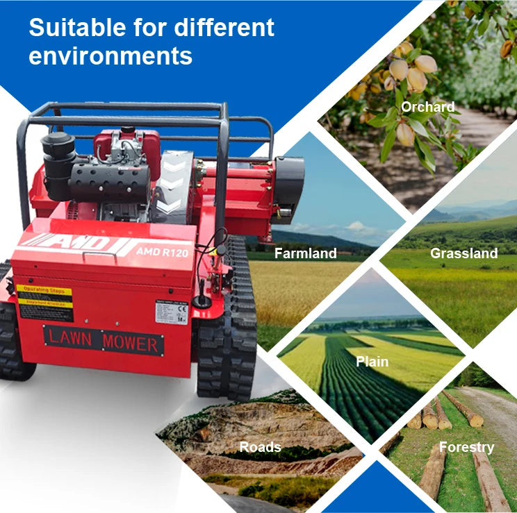 Lawn Mower Gasoline Farm Crawler Wheel Self Propelled Robot Grass Cutter  Lawn Mower