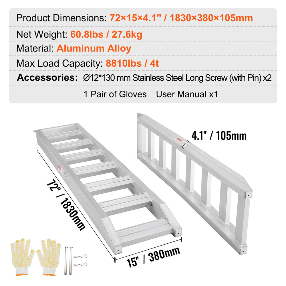 VEVOR Aluminum Ramps, 8810 Lbs (for lawn mower/tractor use) - Lawnbeast