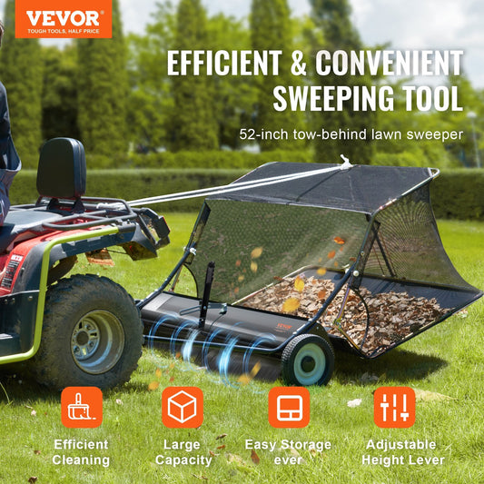 VEVOR Tow-Behind Lawn Sweeper 52-inch - Lawnbeast